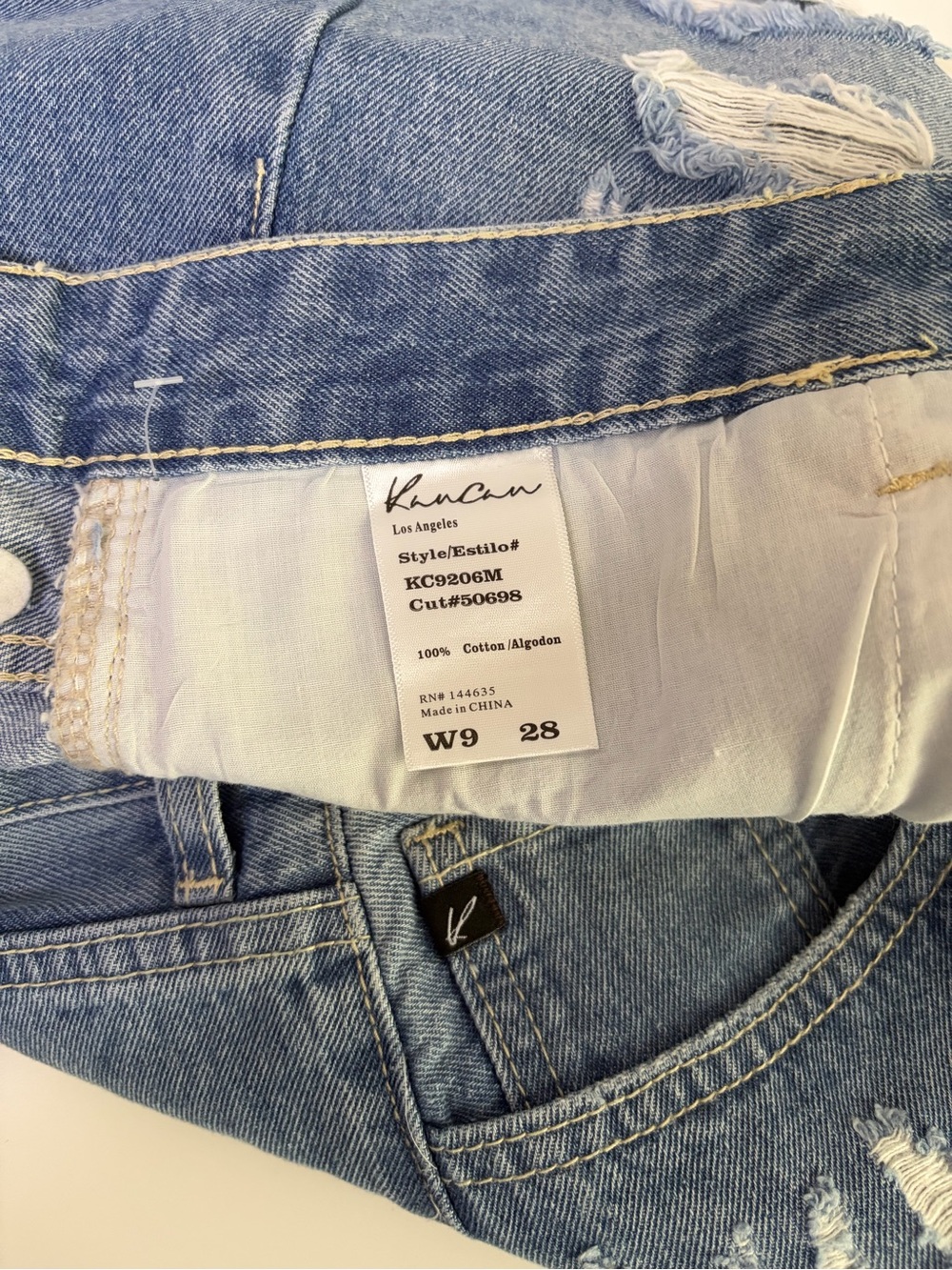 NWT KanCan High Rise Distressed Frayed Denim Shorts KC9206M Size 28 / W9 - Picture 3 of 11
